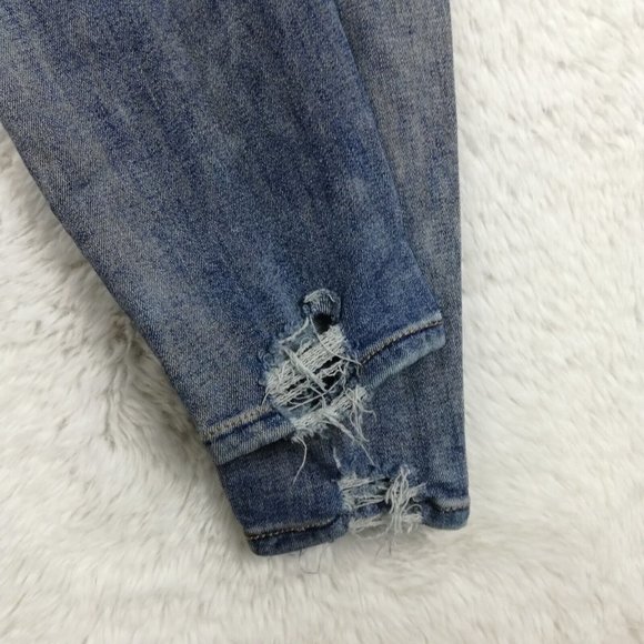 American Eagle Womens Jeans Jeggings Next Level Stretch Blue Denim Rip Short 4S - Picture 9 of 12